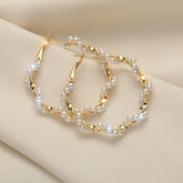 S925 Silver Needle irregular pearl Hoop Earrings -ER189